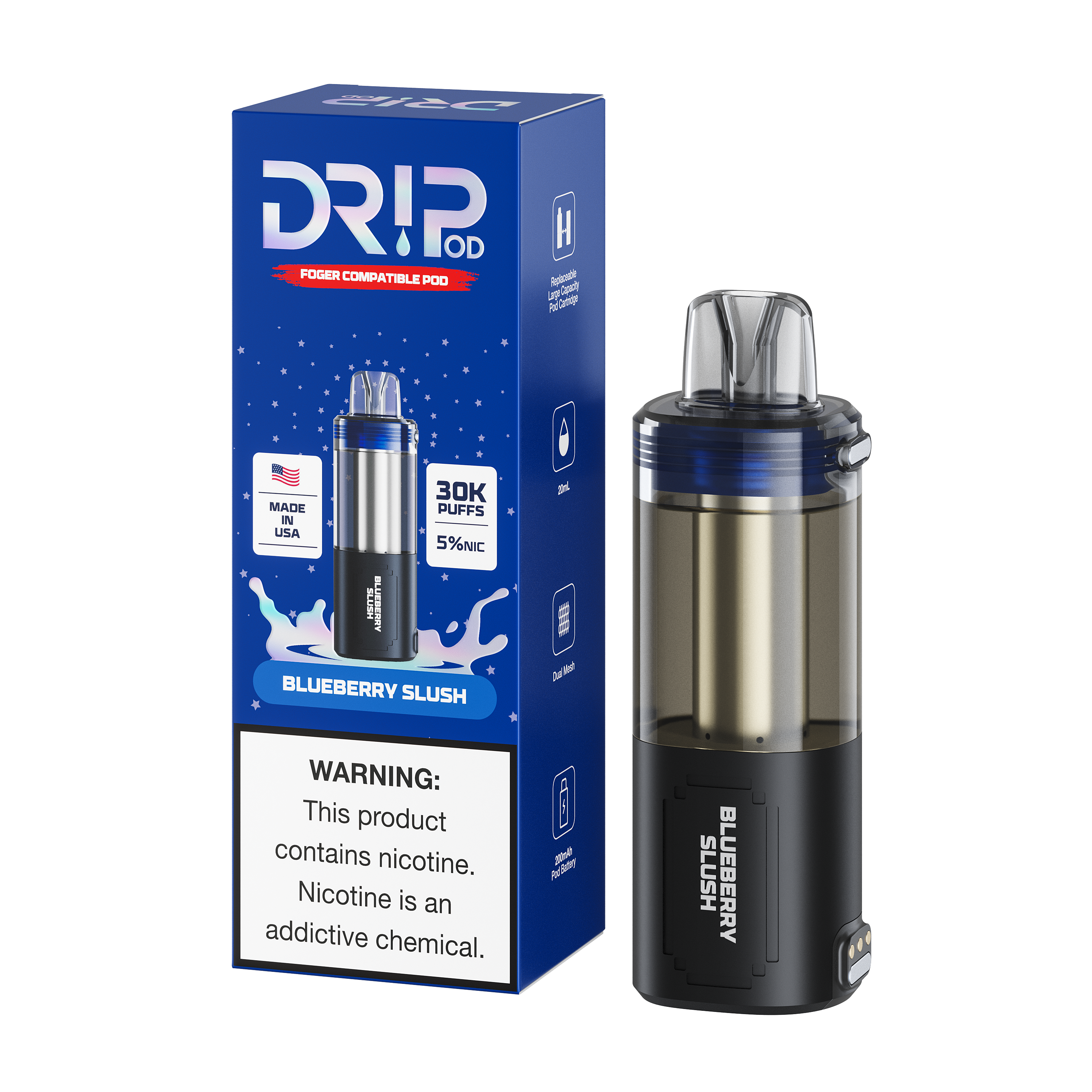 Dr!p Pod Blue Raspberry Replacement Pod (Foger Compatible)
