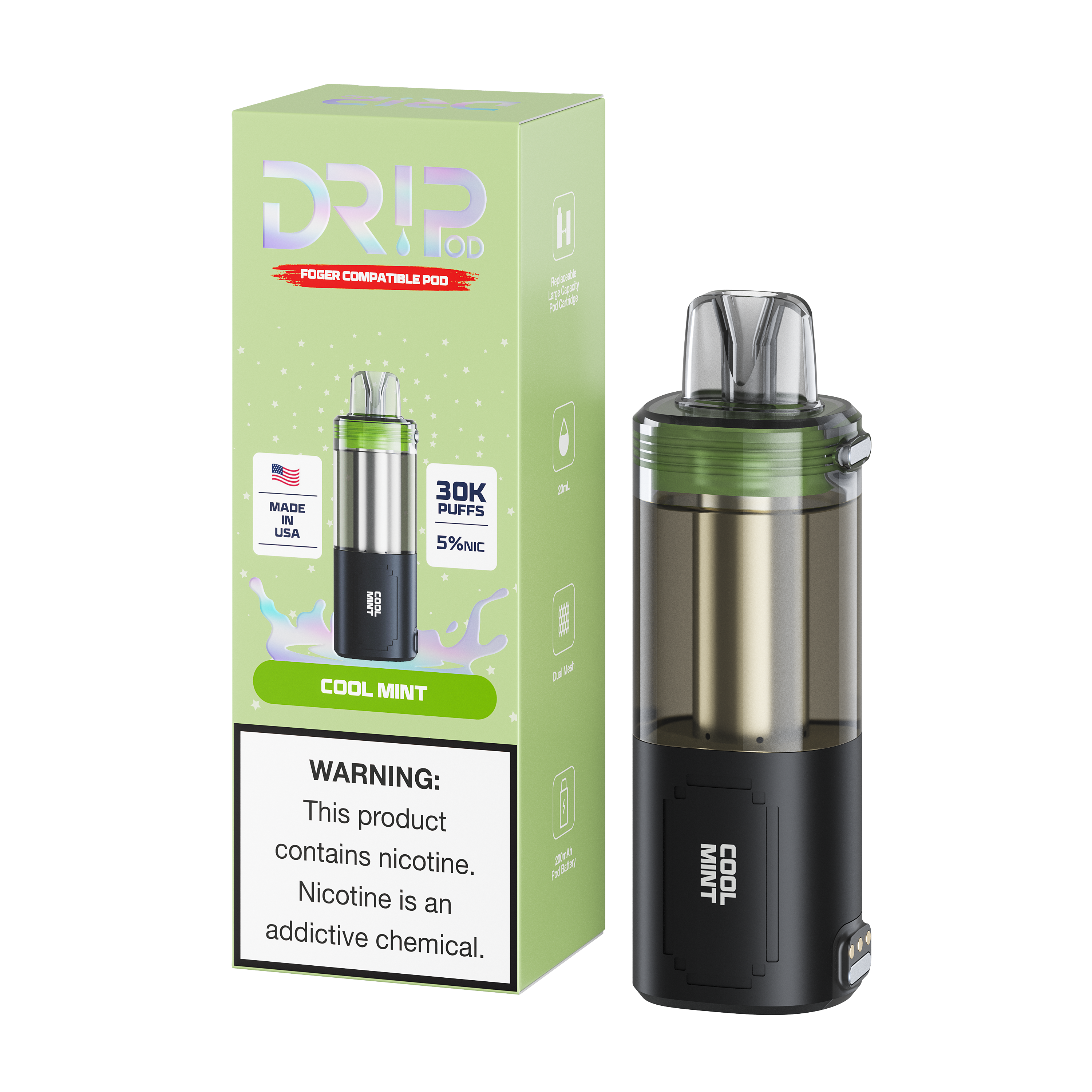 Dr!p Pod Cool Mint Replacement Pod (Foger Compatible)