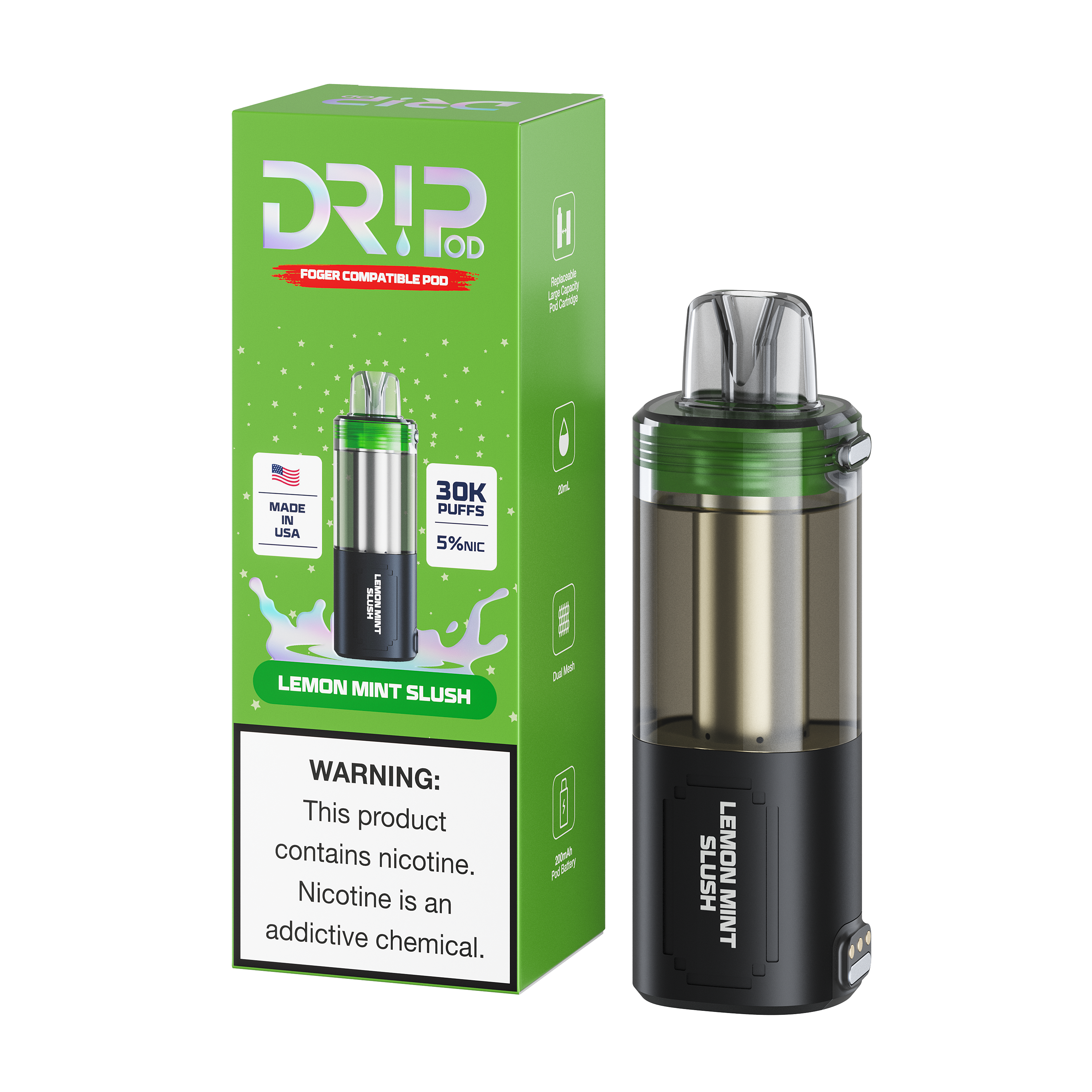 Dr!p Pod Lemon Mint Slush Replacement Pod (Foger Compatible)