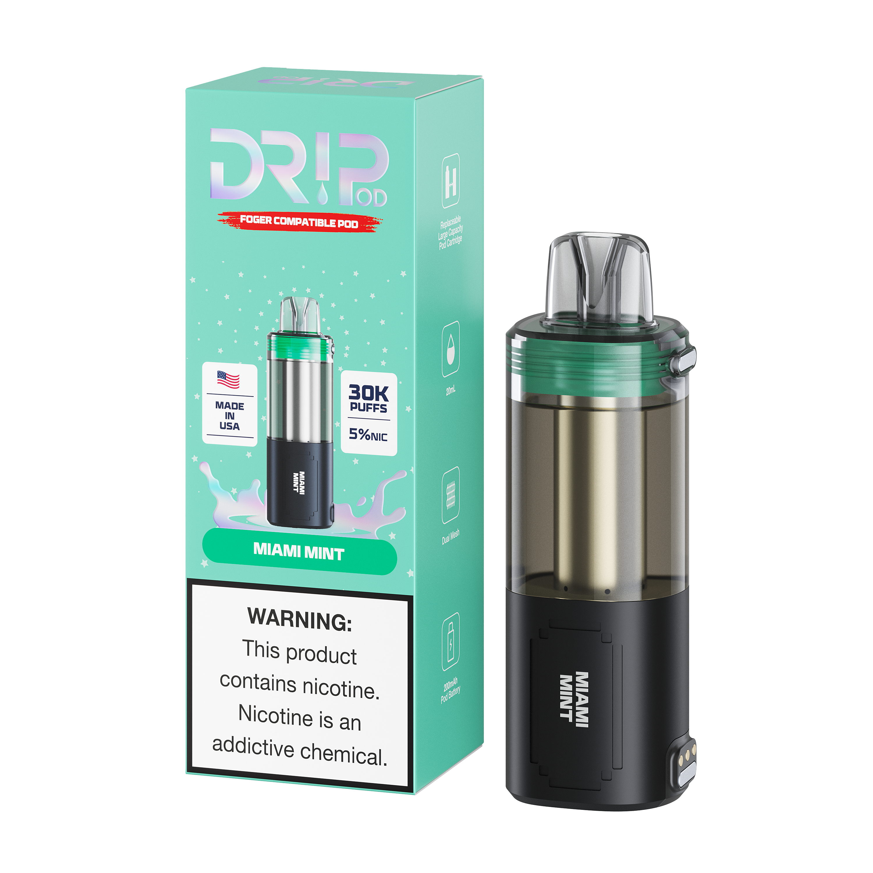 Dr!p Pod Miami Mint Replacement Pod (Foger Compatible)