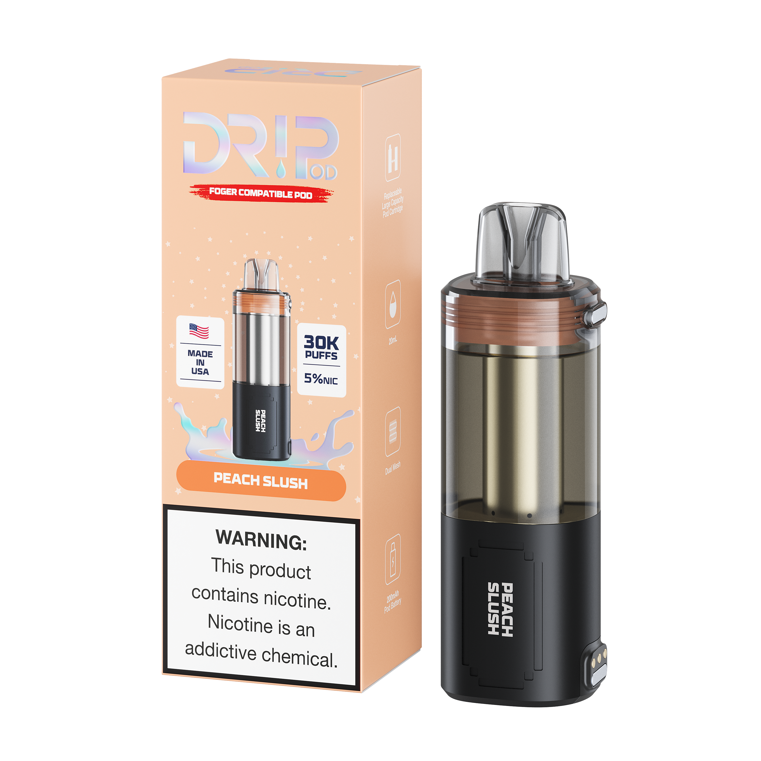 Dr!p Pod Peach Slush Replacement Pod (Foger Compatible)