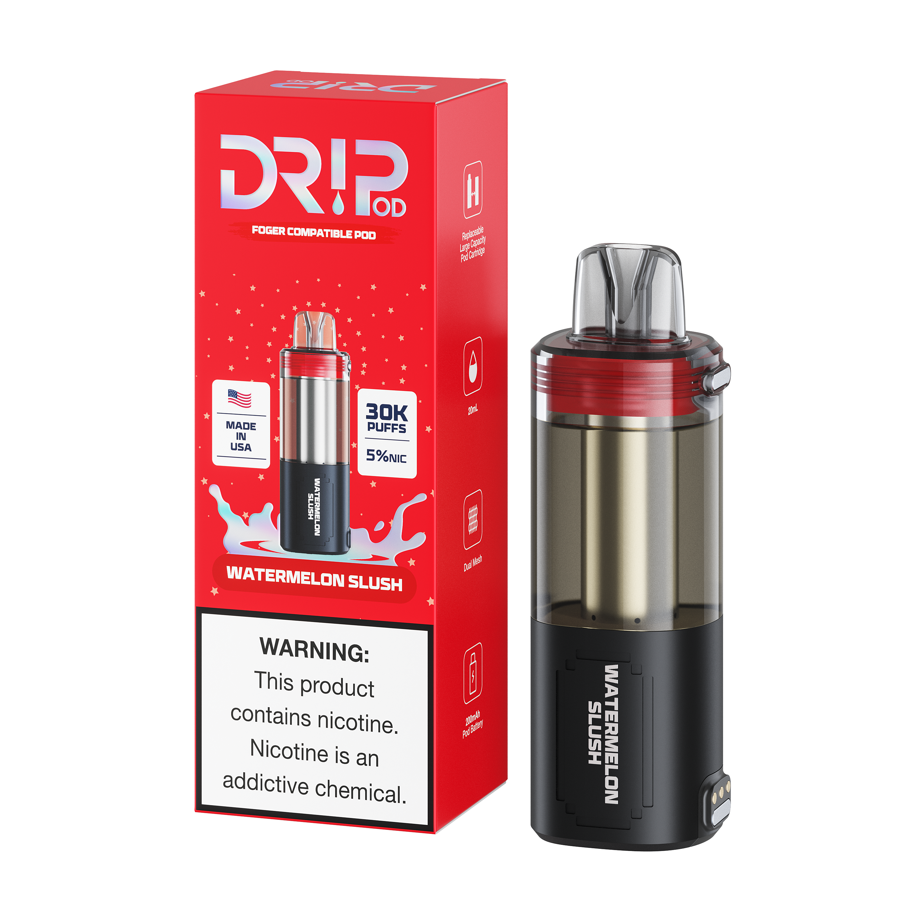 Dr!p Pod Watermelon Slush Replacement Pod (Foger Compatible)