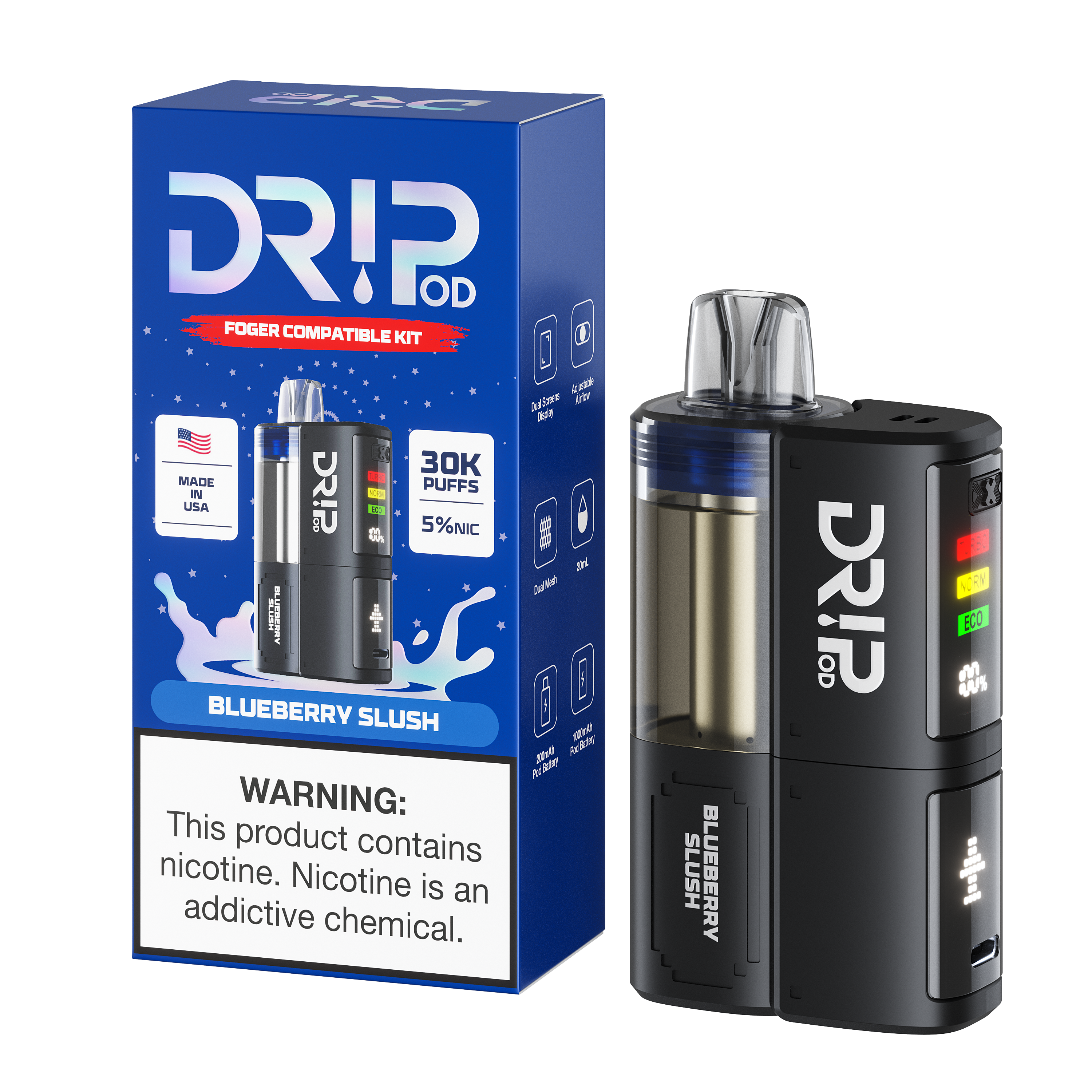 Dr!p Pod Blue Raspberry Starter Kit (Foger Compatible)
