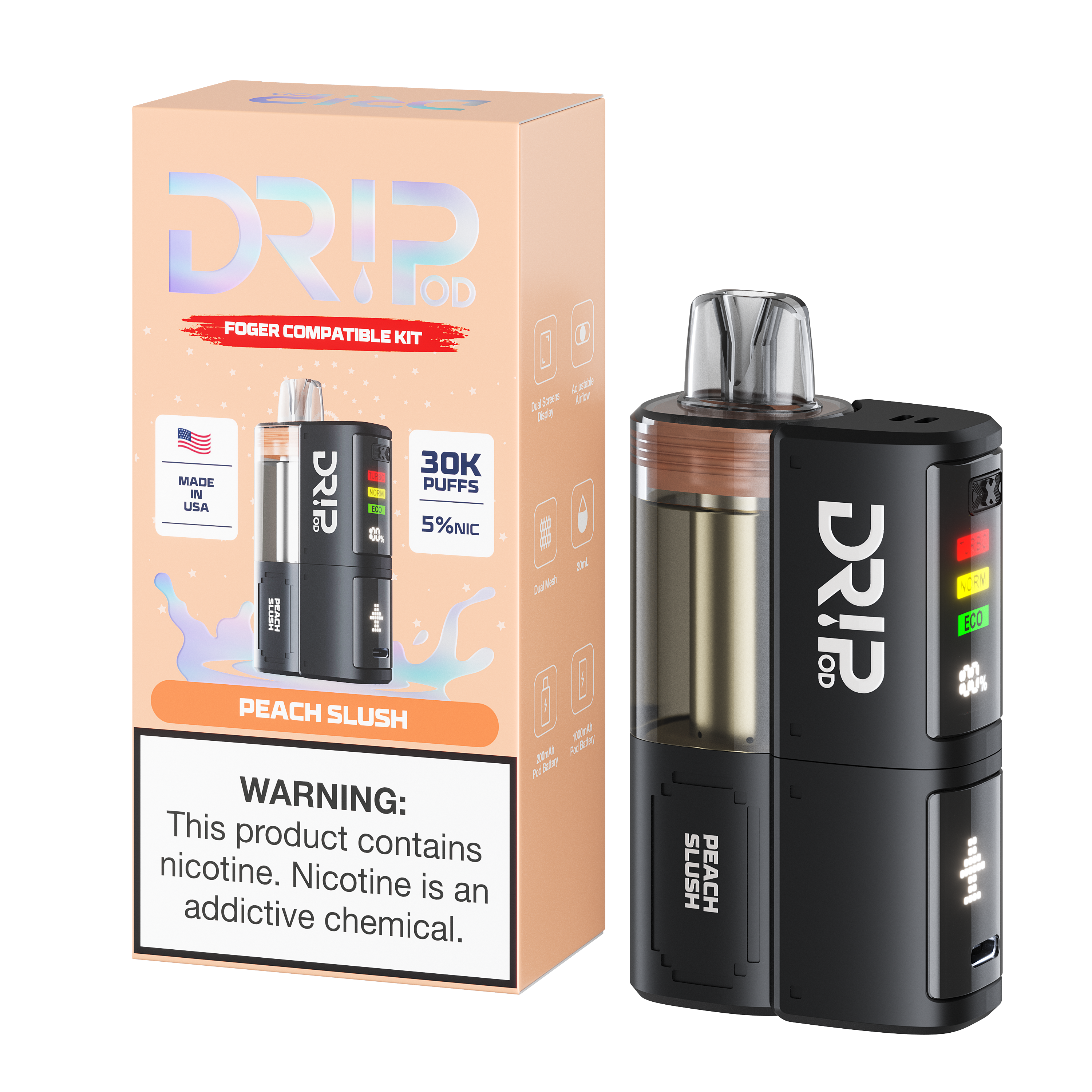 Dr!p Pod Peach Slush Starter Kit (Foger Compatible)