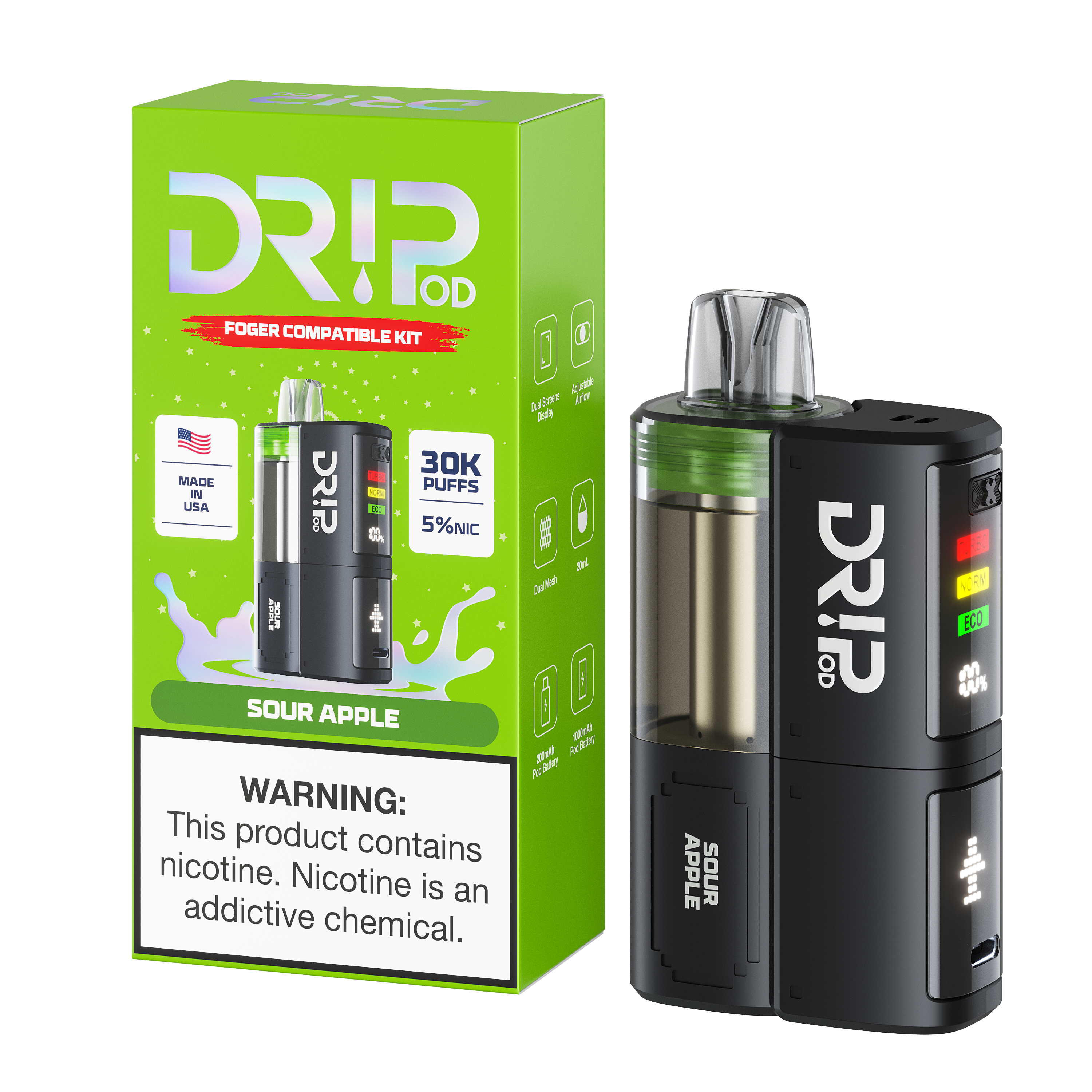 Dr!p Pod Sour Apple Starter Kit (Foger Compatible)
